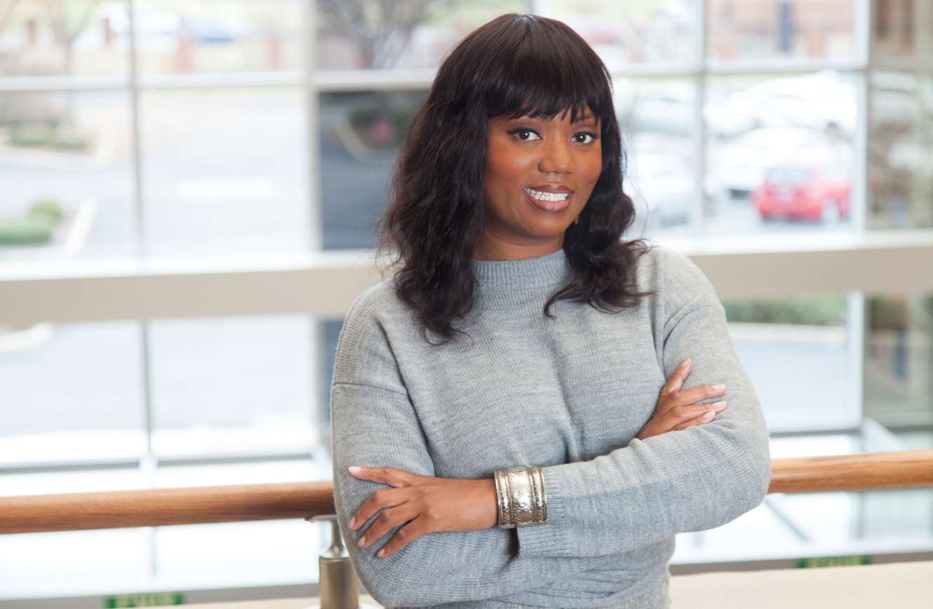 Discussing library event promotion with Kimberly Crowder